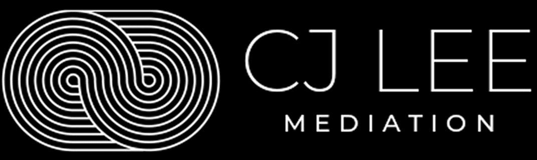 CJ Lee Mediation logo with abstract design.
